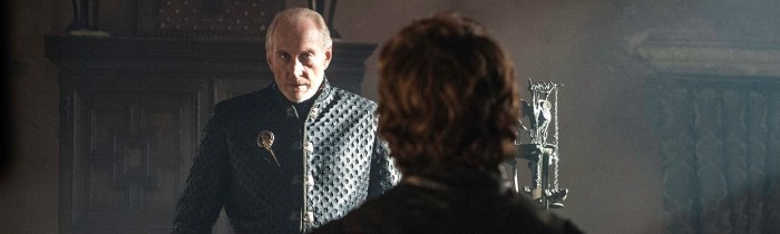 Tywin (Charles Dance) and Tyrion (Peter Dinklage) in Game of Thrones, Season 3 Finale "Mhysa"