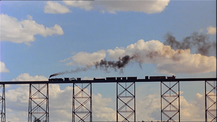 Train crossing a bridge in Days of Heaven