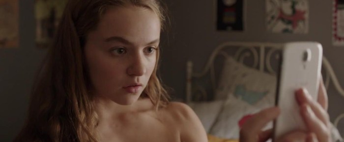 Dana (Morgan Saylor) taking a topless selfie in Homeland Season 3 premiere, "Tin Man is Down"