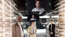 Morgan Freeman, Cillian Murphy, Johnny Depp and Rebecca Hall in TRANSCENDENCE (2014)