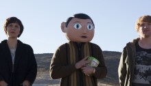 Maggie Gyllenhaal, Michael Fassbender and Domnhall Gleeson in Frank (2014)